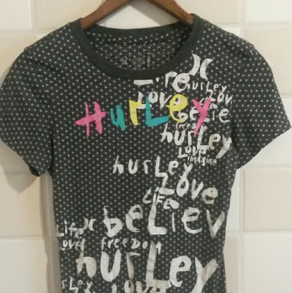 Hurley black with white polka dot logo tee