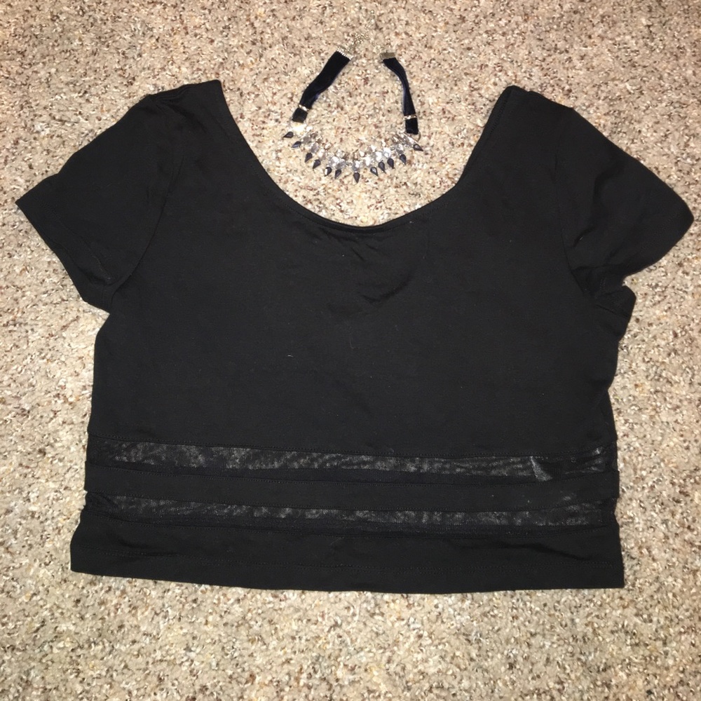 NWT Black Mesh Crop Top