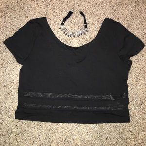 NWT Black Mesh Crop Top