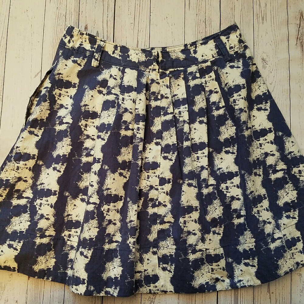 Fossil Acid Wash Pleated Navy Skirt w/ Pockets