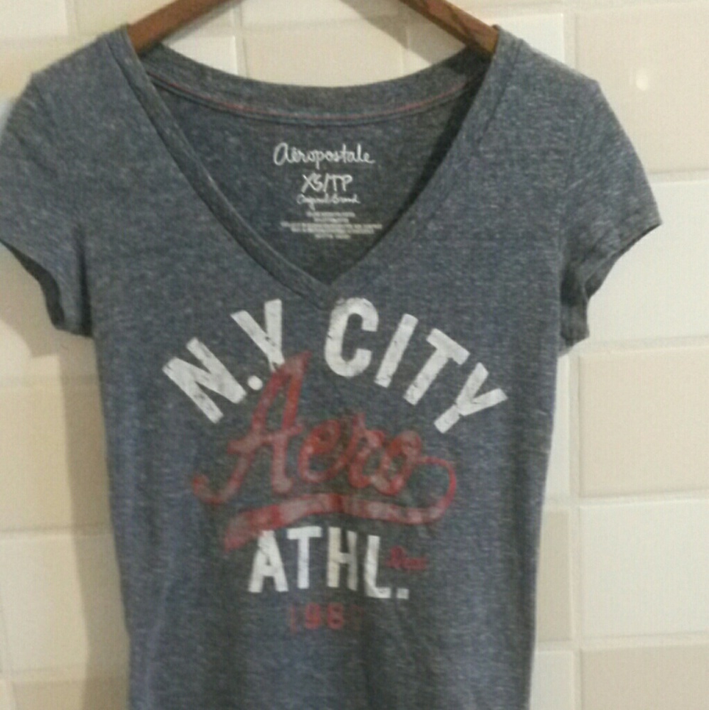 Heathered Navy blue Aeropostale logo tee