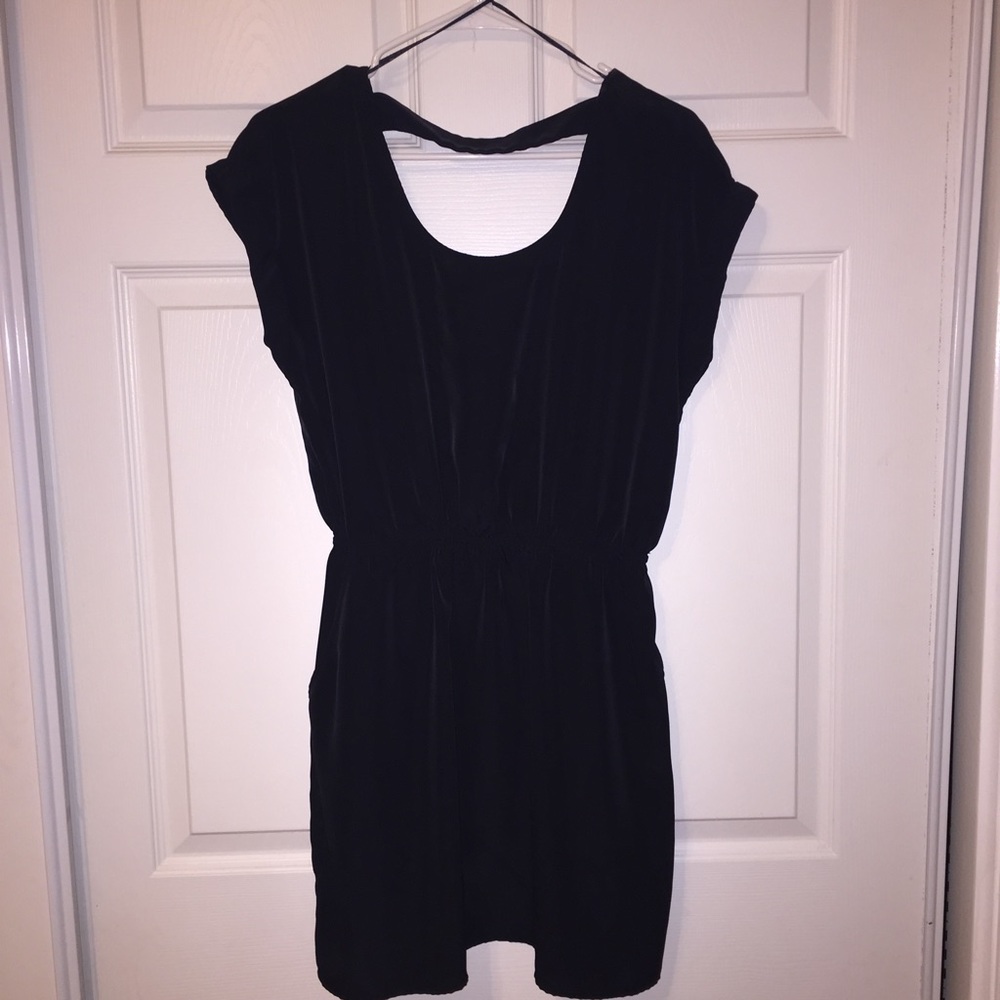 Large Black Mini Dress with pockets on both sides