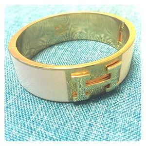 Gold C Wonder wide enamel bracelet
