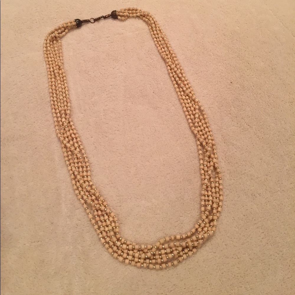 Long Beaded Blush Peach Necklace