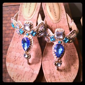 Jeweled bohemian wedge sandals