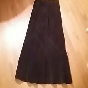 Suede brown long skirt