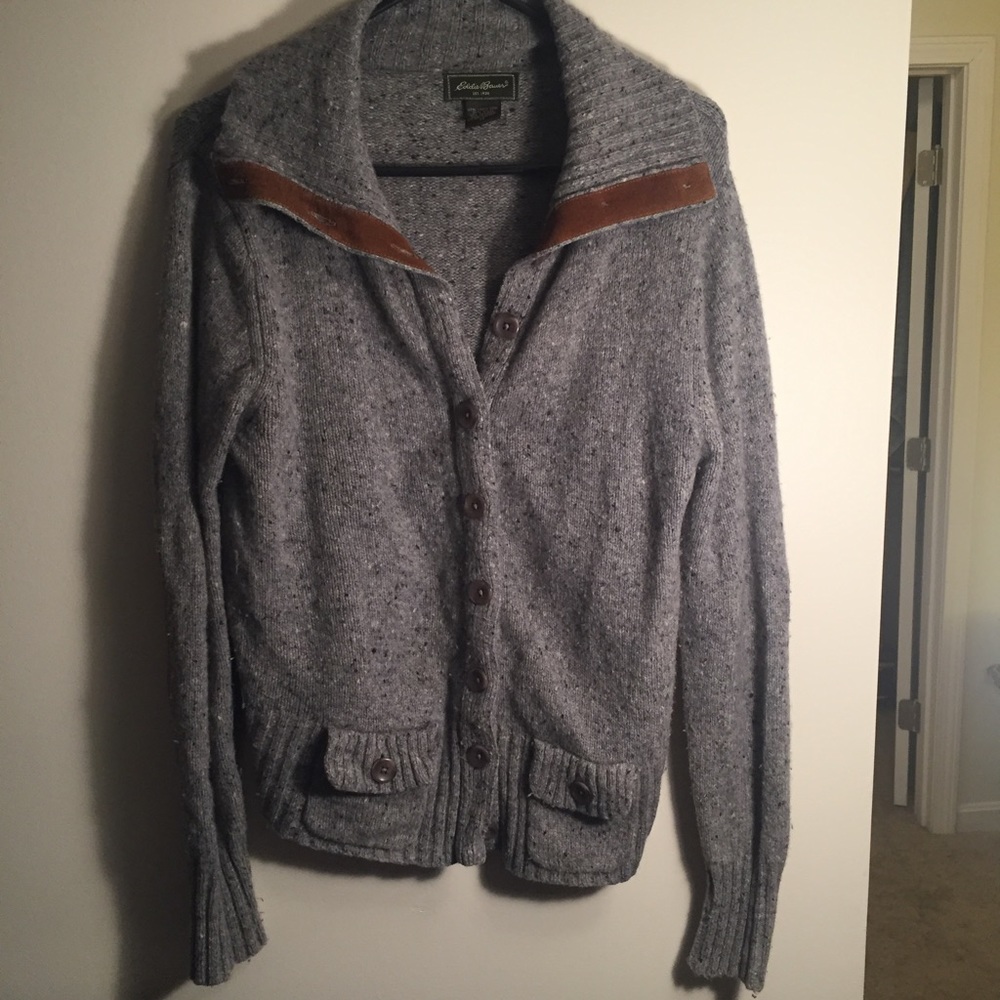 Eddie Bauer Wool Cardigan w/ Elbow Patches