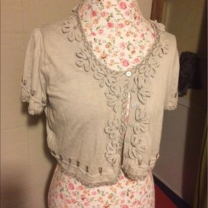 Grey/silver bolero cardigan sweater