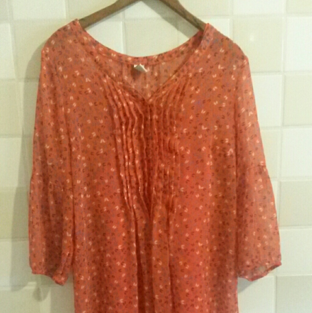 Orange with tiny blue print Old Navy sheer dress