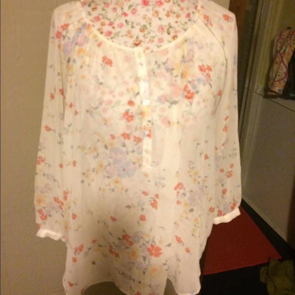 Sheer floral blouse