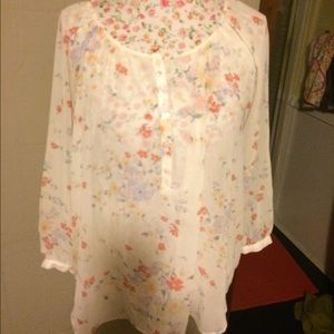 Sheer floral blouse