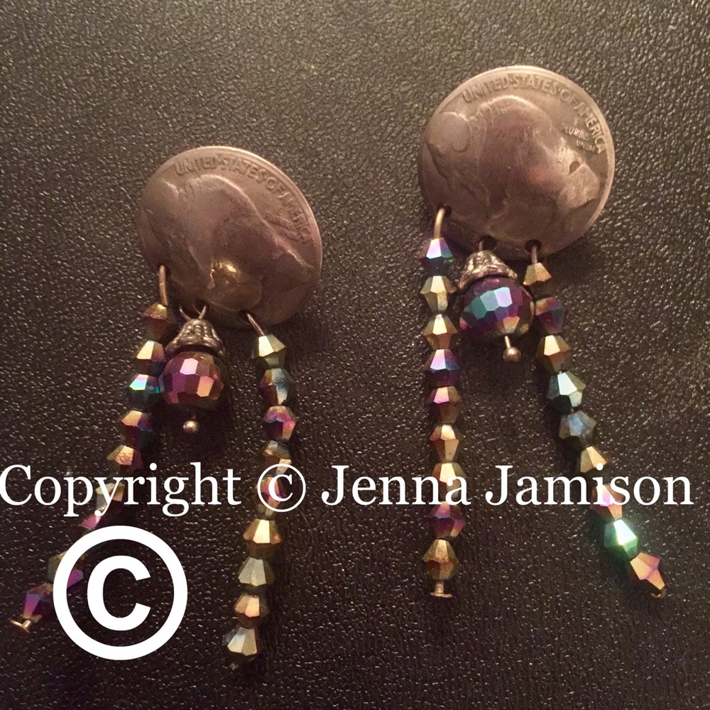 Buffalo coin handmade earrings southwestern style