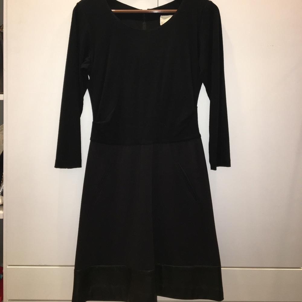 Nicole Miller Kaiden Ponte & leather A-line dress