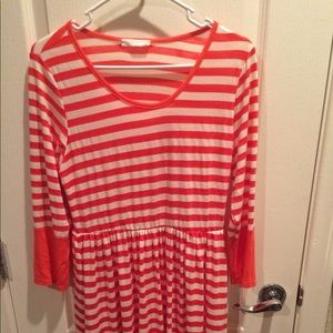 Orange and white t shirt dress
