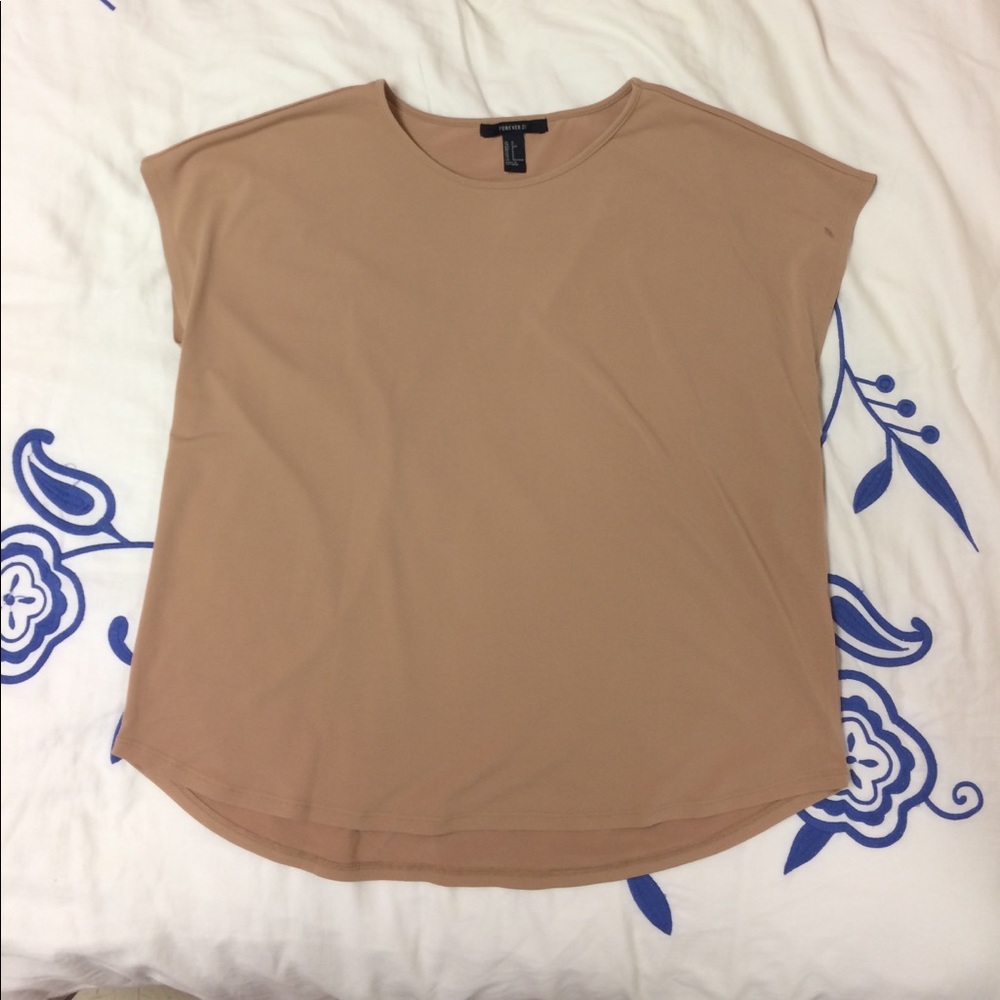 Beige round neck top