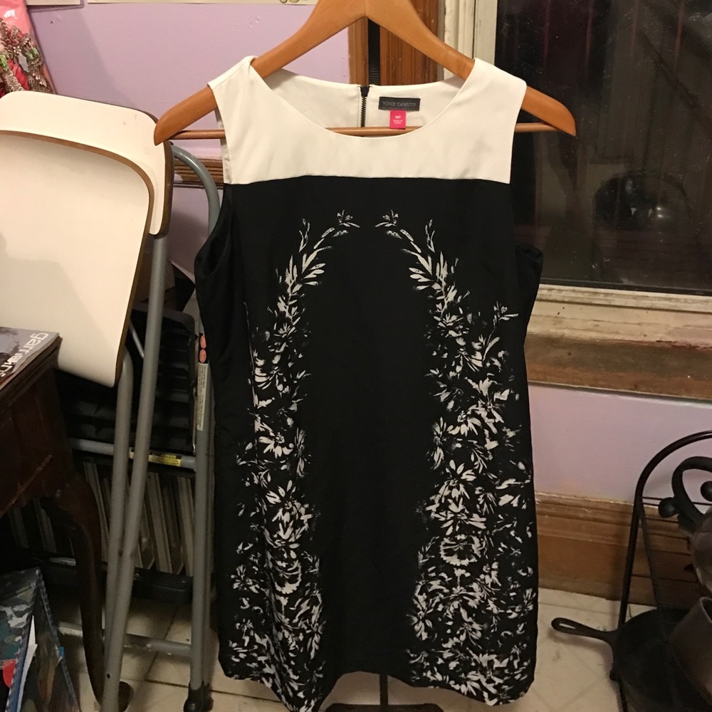 Vince Camuto black and white floral dress