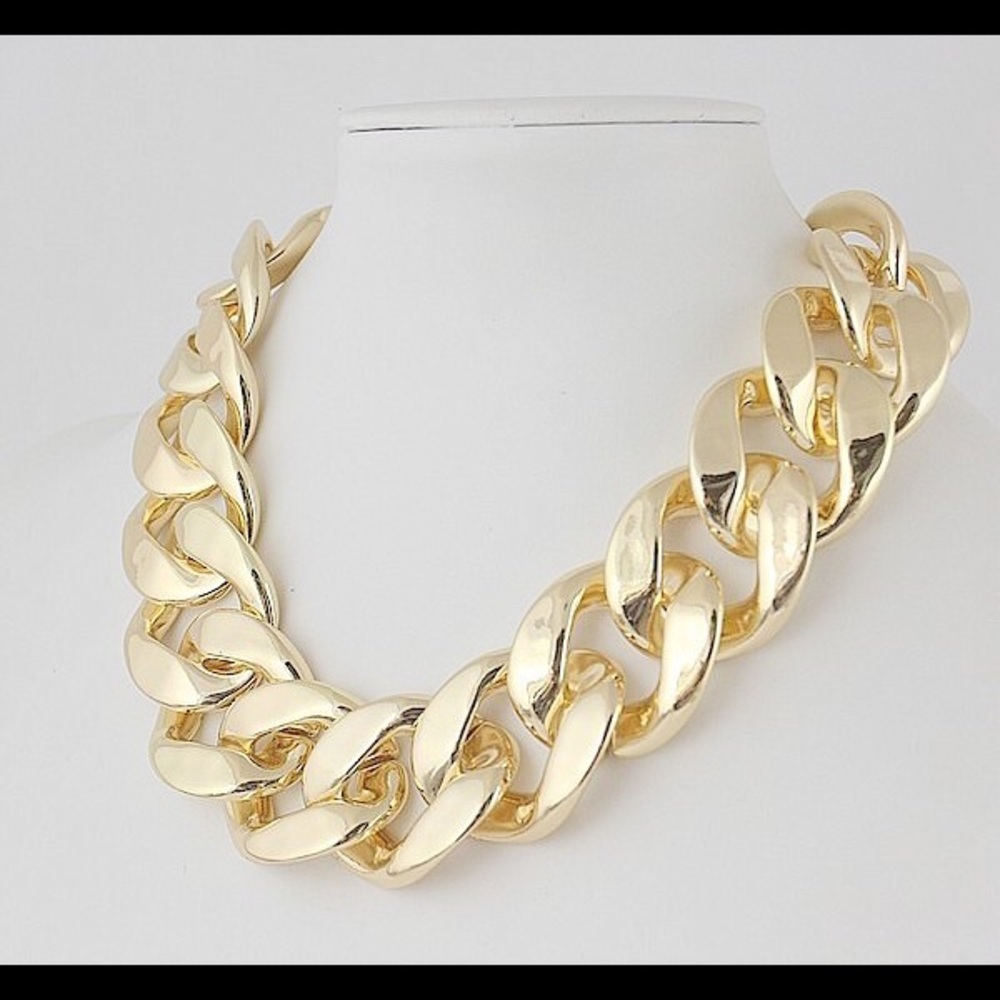 Curb link gold chain choker necklace new