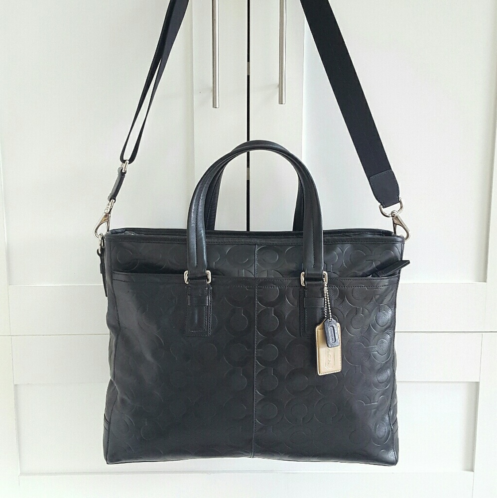 Coach Op Art Black Business laptop Shoulder Bag Tote Satchel Crossbody