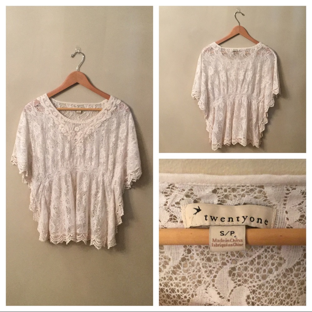 ‼️Forever 21 Small Boho Top White Lace