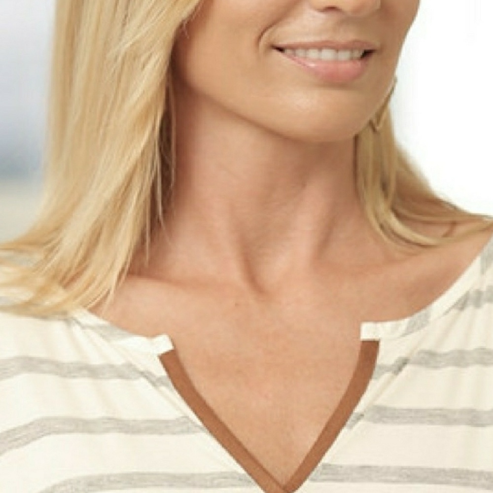 Tunic:  Striped, v-neck - Grey - Picture 4 of 8