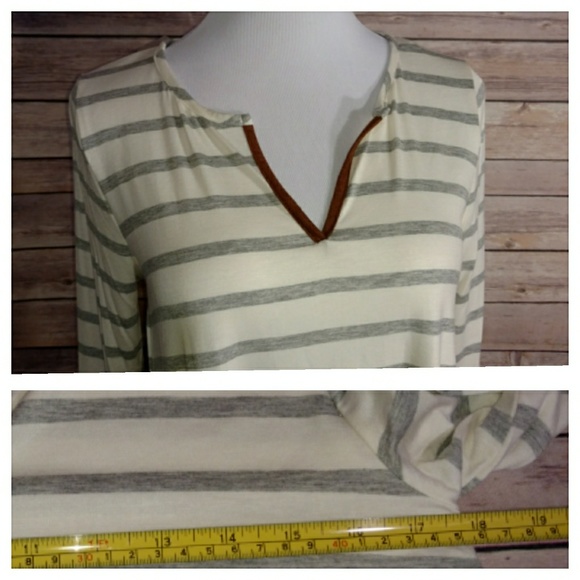Tunic:  Striped, v-neck - Grey - Picture 6 of 8