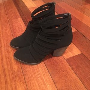 Black strappy booties