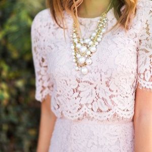 asos lace crop top midi pencil dress