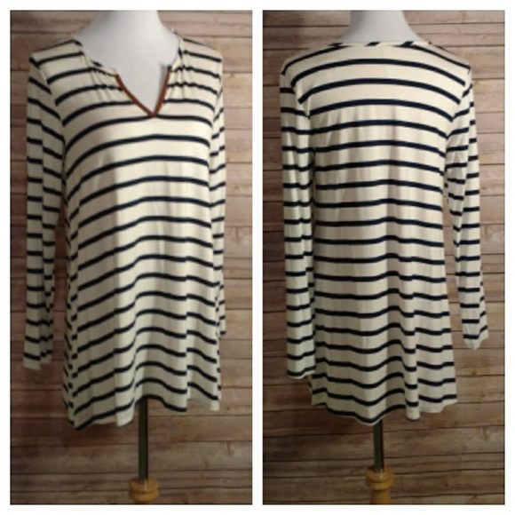 Tunic, Striped, v-neck - Navy / dark blue - Picture 4 of 7