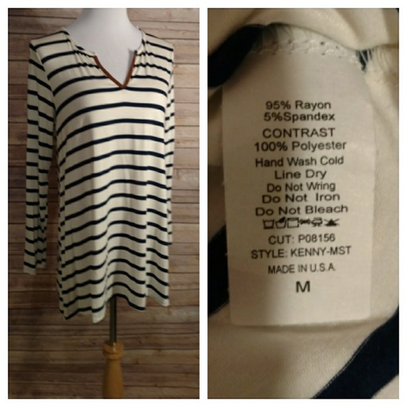 Tunic, Striped, v-neck - Navy / dark blue - Picture 5 of 7