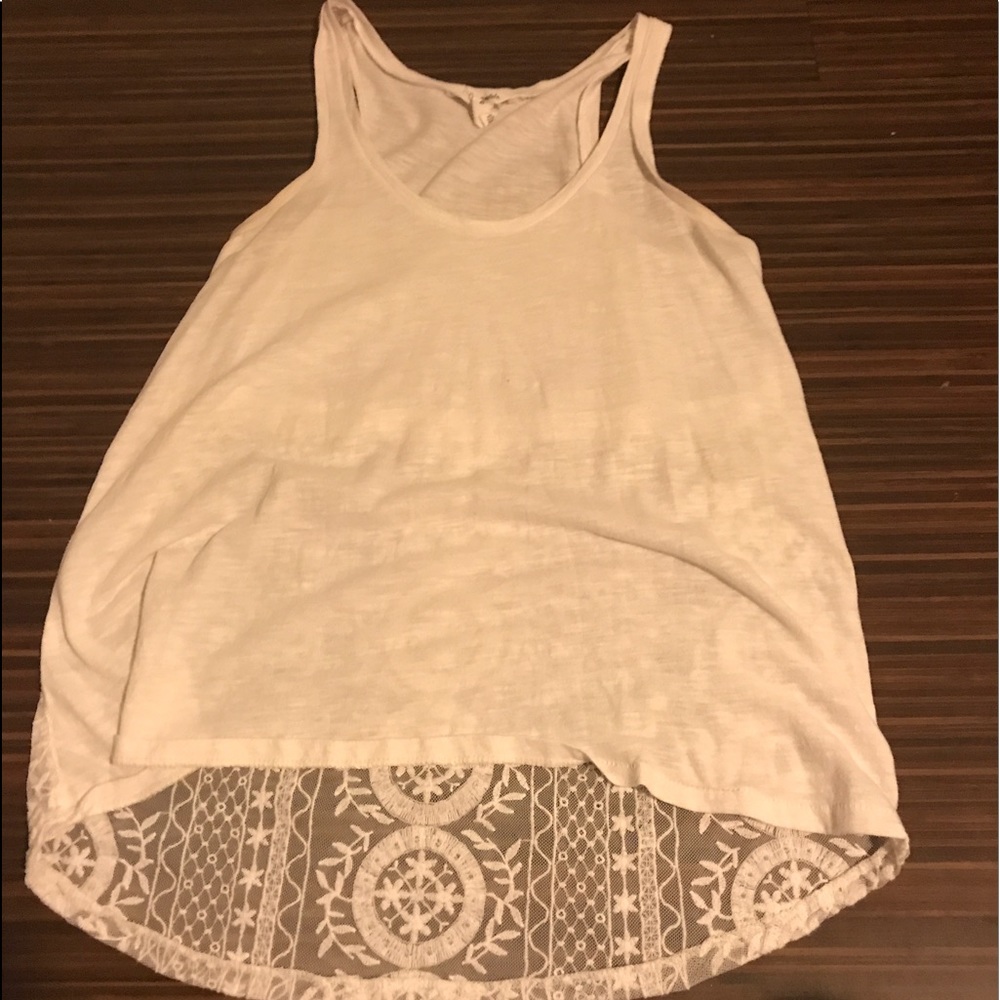 White lace back tank