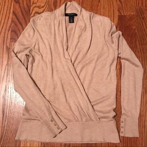 Beige lightweight sweater with criss cross front