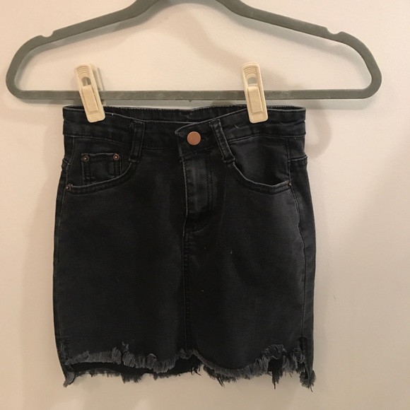 Dresses & Skirts - Black Distressed Jean Skirt