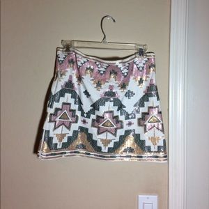 Aztec sequin print mini skirt