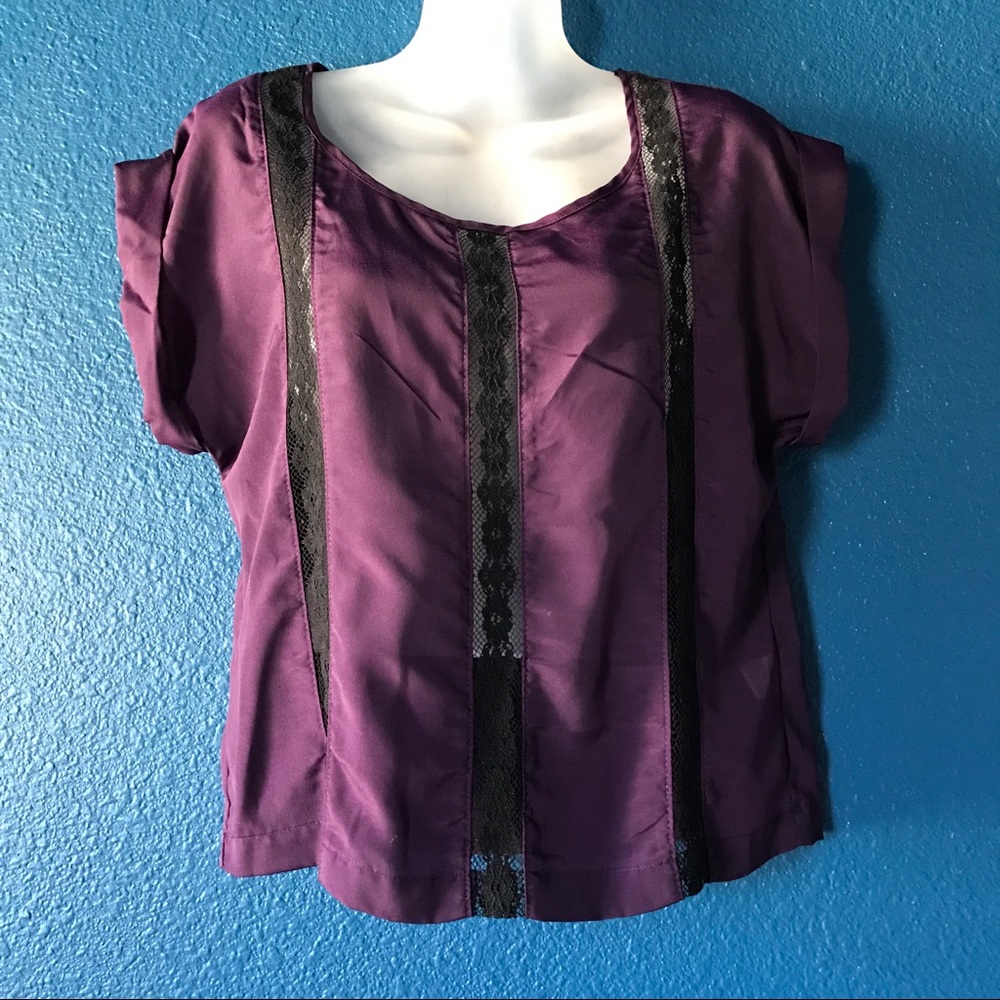 Purple Croptop with Peekaboo Lace