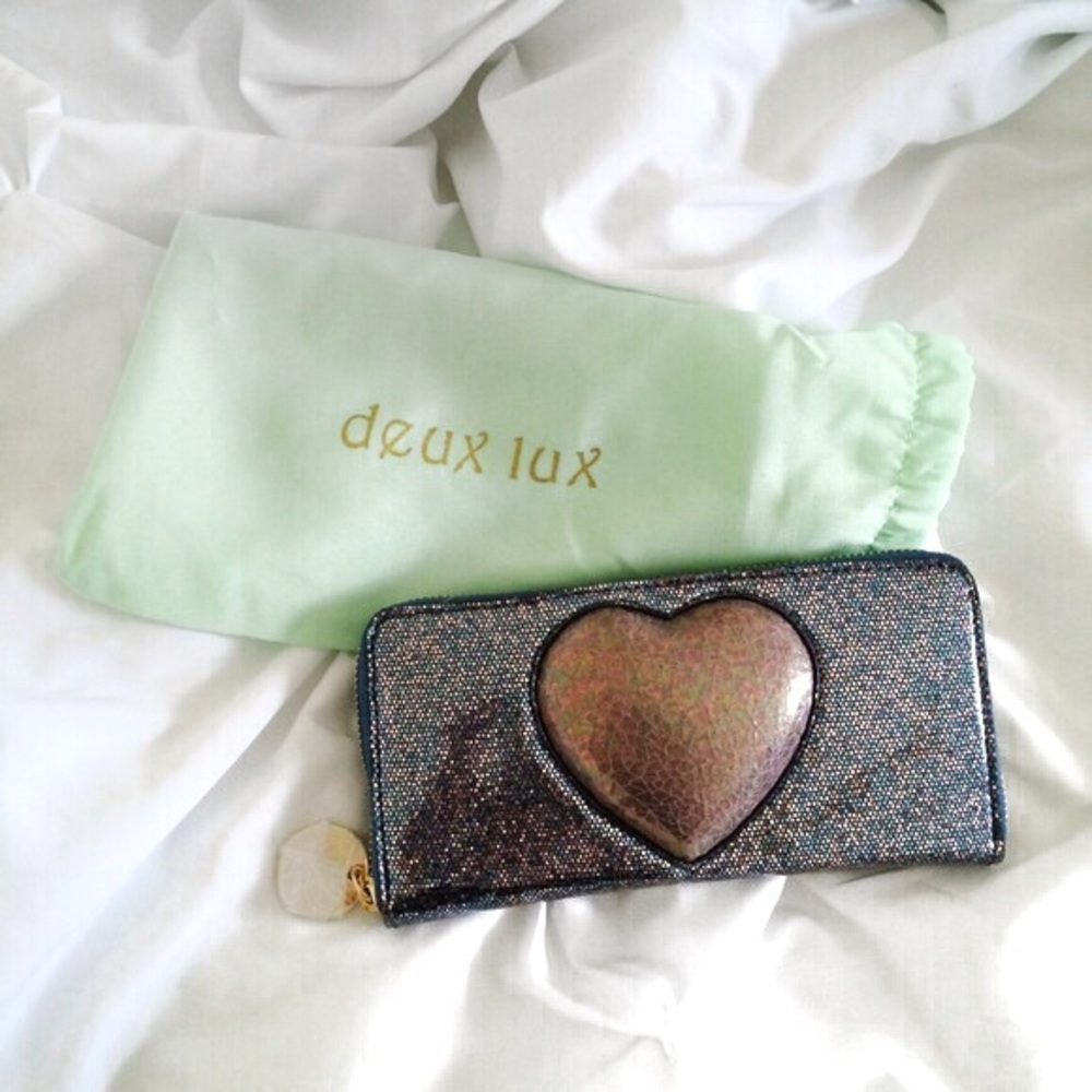 NEW // Glittery Deux Lux puffy heart wallet