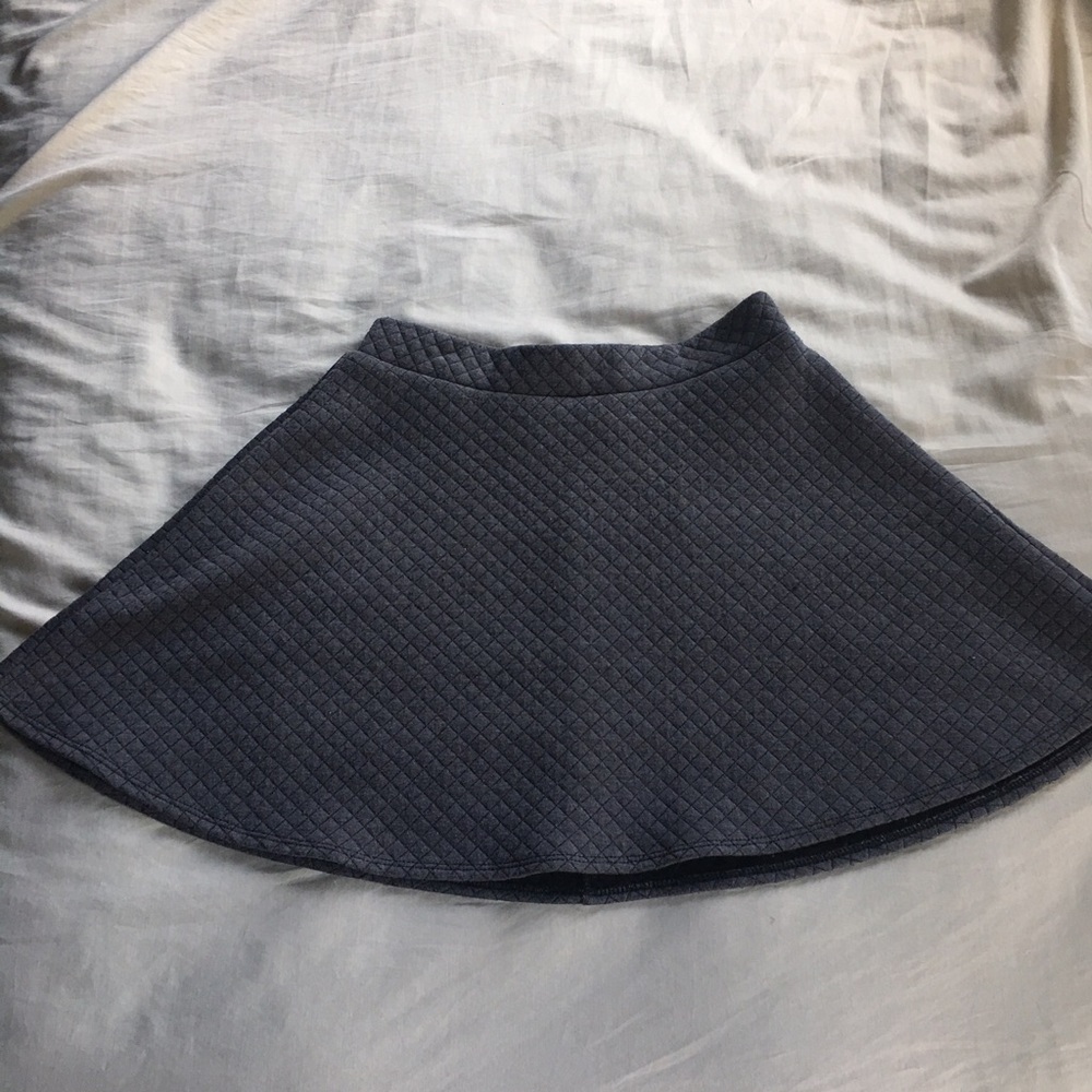 Grey Quilted Skater Skirt
