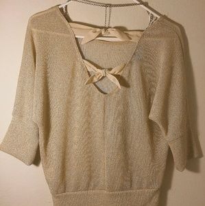 Lovely Back Ribon shiny women Top