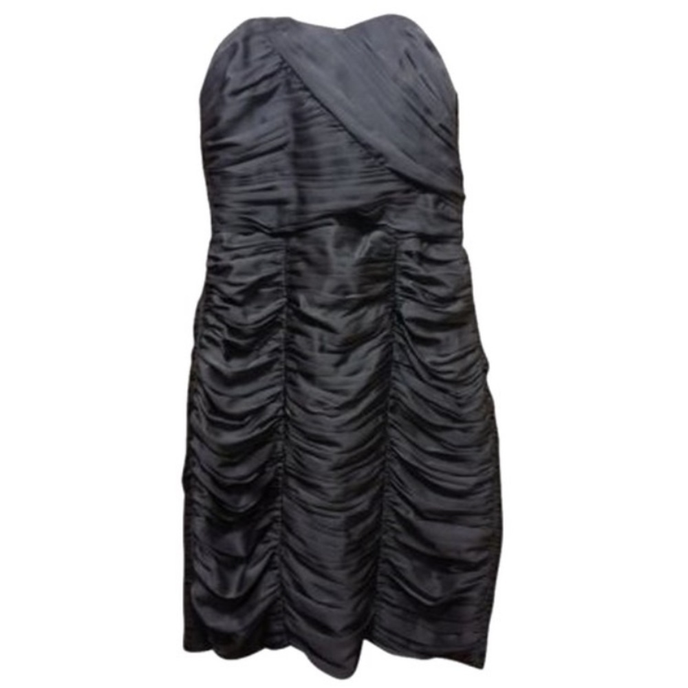 Strapless sweetheart neckline silky grey dress