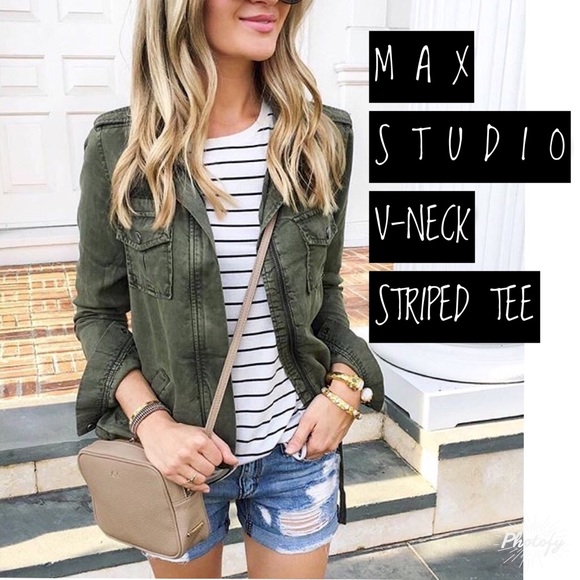 •MAX STUDIO• BLACK & WHITE // STRIPED TEE - Picture 2 of 4