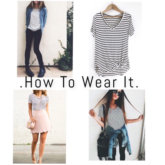 •MAX STUDIO• BLACK & WHITE // STRIPED TEE - Picture 3 of 4