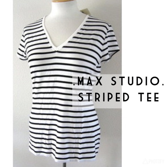 •MAX STUDIO• BLACK & WHITE // STRIPED TEE - Picture 4 of 4
