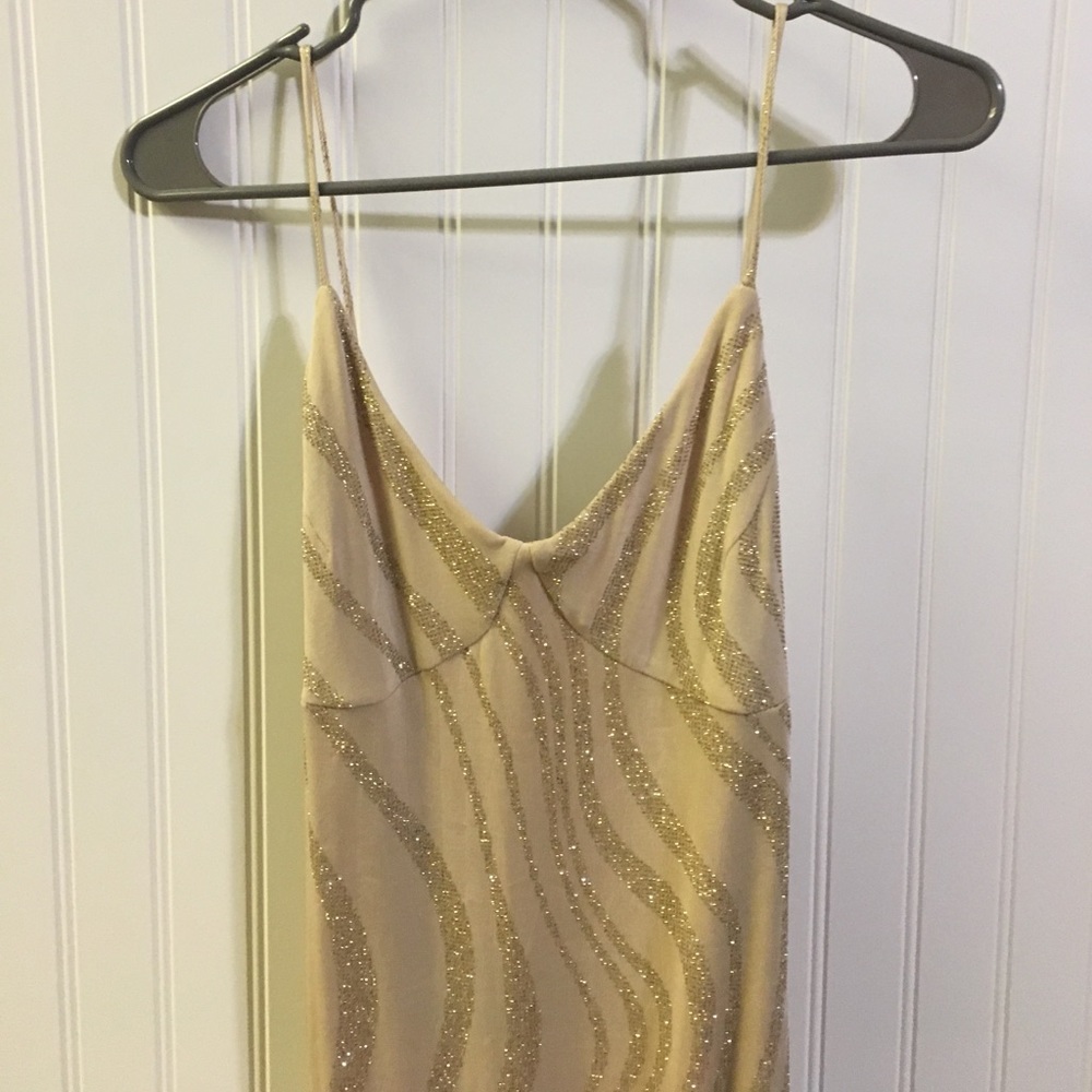 Vintage nude gold sparkle formal/prom dress