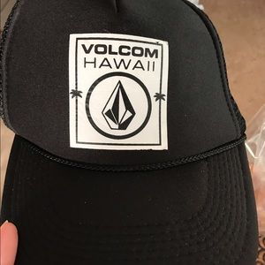 Black Volcom Trucker Snap back Hat