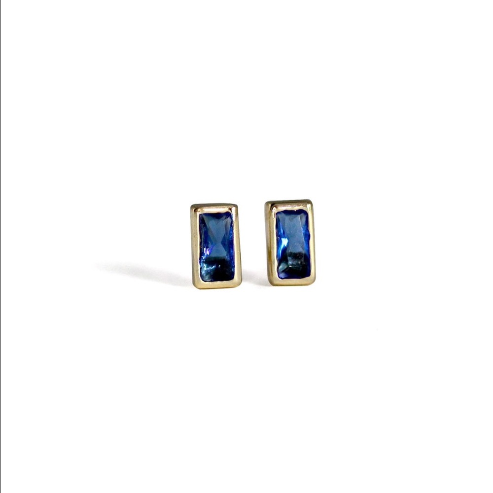 Navy blue baguette earrings