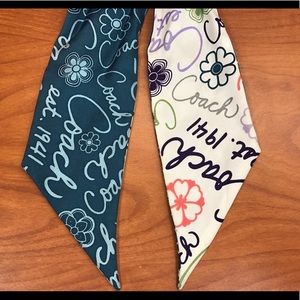 Coach script Floral teal white pony purse scarf