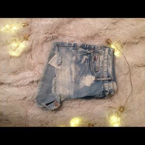 Distressed High-rise Shorts