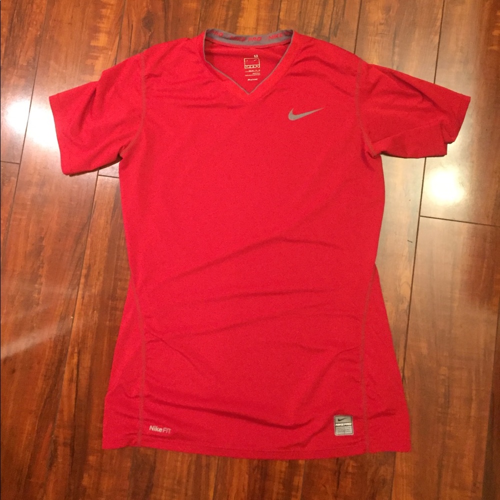 Red Nike pro fit workout shirt