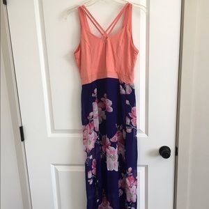 Maxi pink with flowers dress