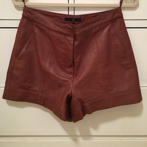 Tibi brown leather shorts sz6