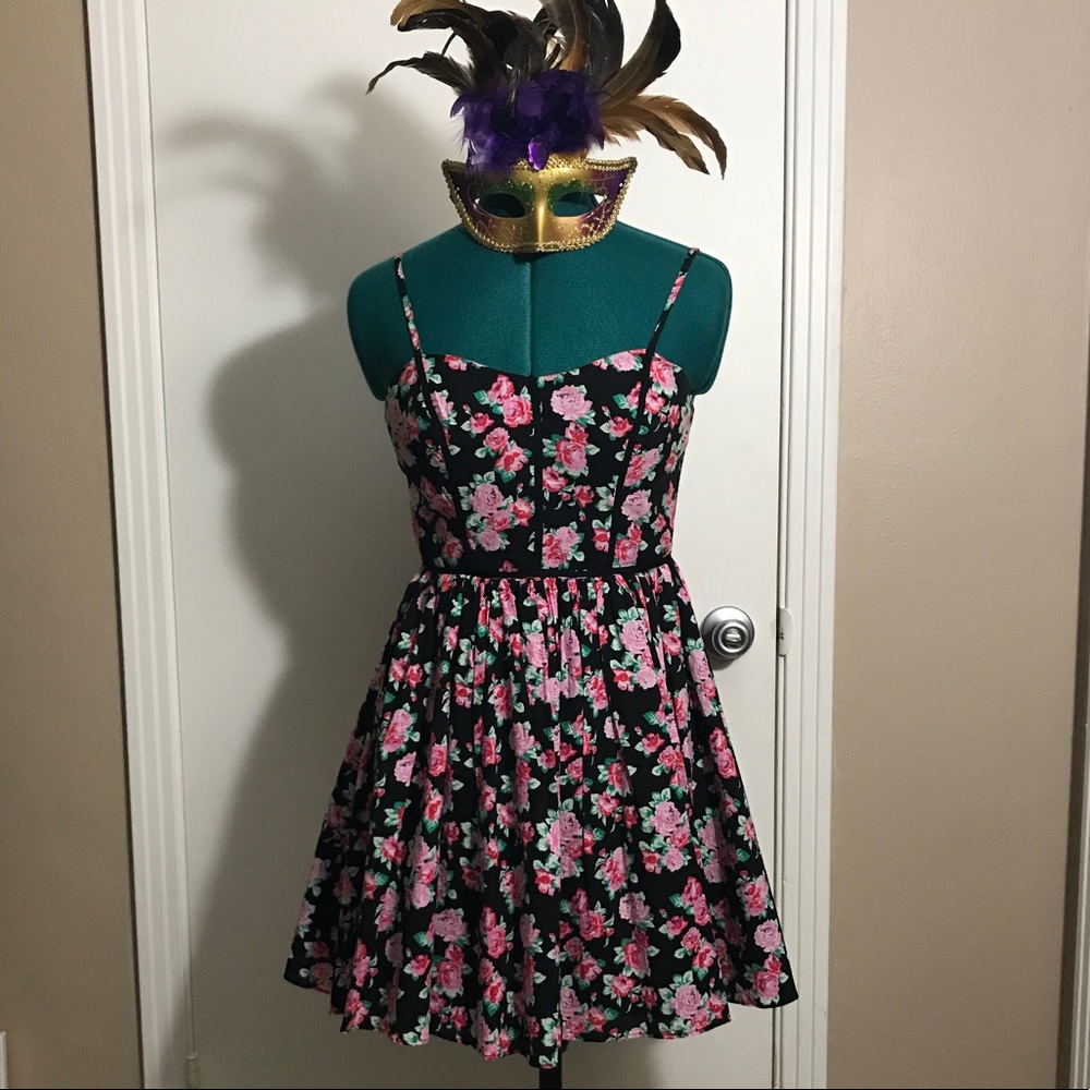 Black and pink floral dress